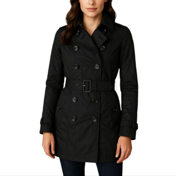Burberry Classic Lightweight Trench Coat Black Size 6 Iconic Double-Breasted - Picture 1 of 16